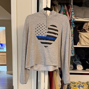 Thin Blue Line cropped Hoodie